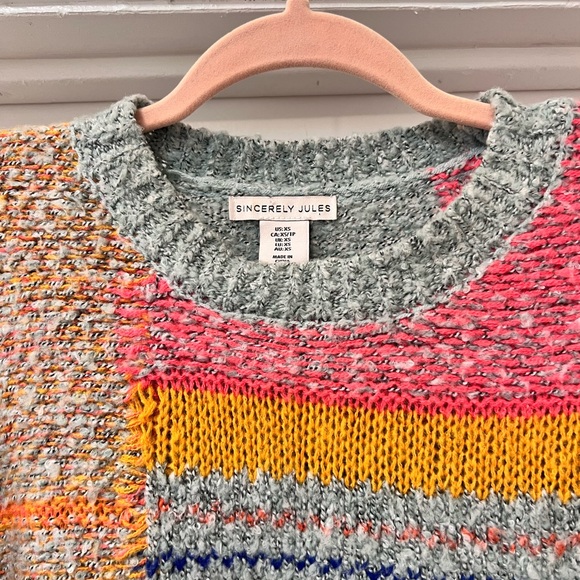 Sincerely Jules Size XS Colorful Multi Pattern Oversized Pullover - Picture 7 of 7